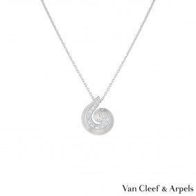 Van Cleef & Arpels White Gold Diamond Shell Necklace